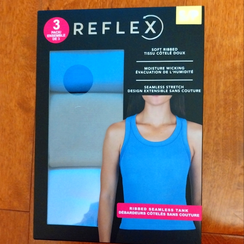 Reflex Blue Ribbed Seamless Tank 3-Pack